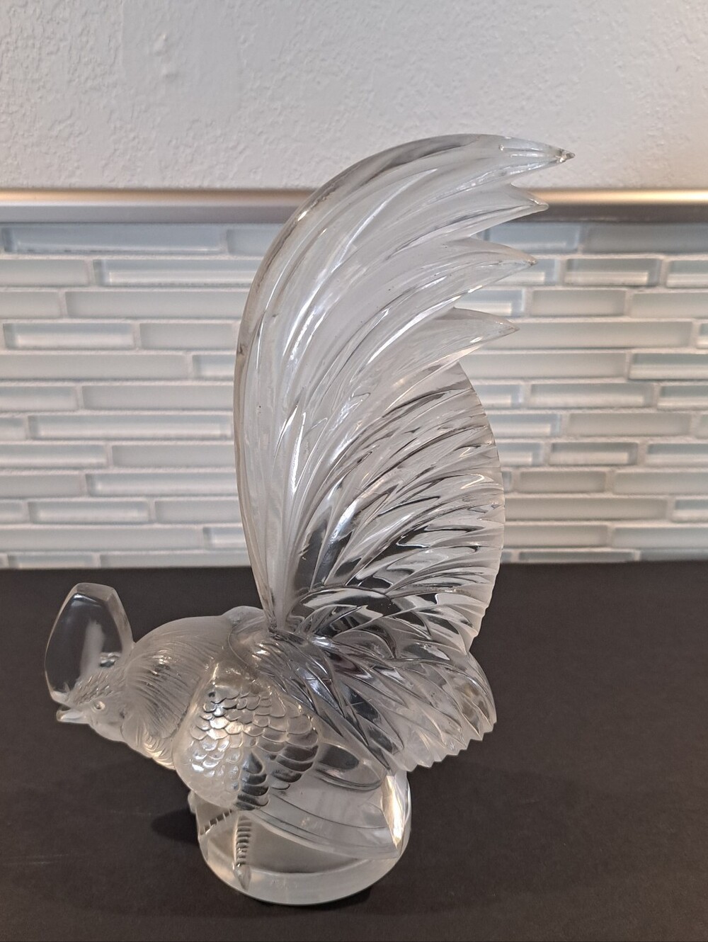 Lalique Clear Crystal Rooster Sculpture